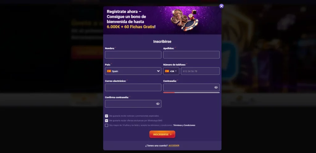 Proceso de Registro en PlayRegal