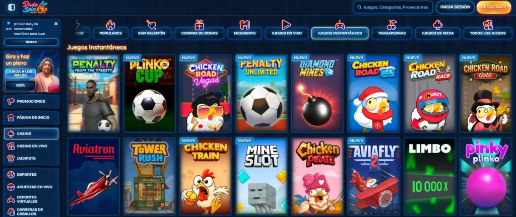 Juegos rápidos Dudespin