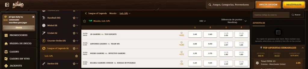 Apuestas eSports Lizaro Online