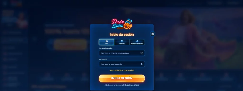 Formulario de inicio de sesión para acceder a la cuenta de usuario en la plataforma de apuestas.