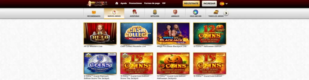 Nuevos juegos Unique Casino