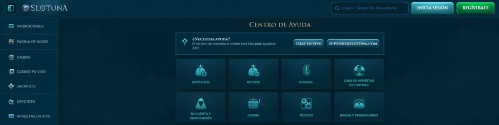 Soporte Cliente Slotuna Casino
