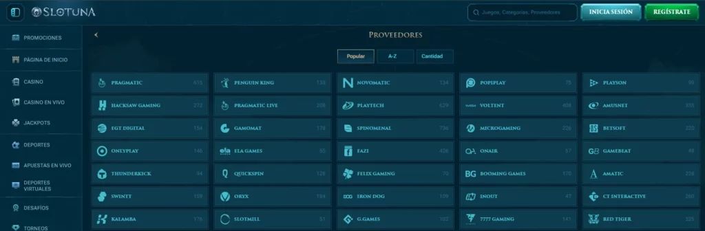 Slotuna Proveedores Listados Premios