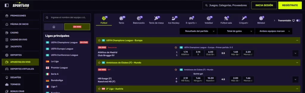 Sportuna Apuestas Deportivas en Vivo