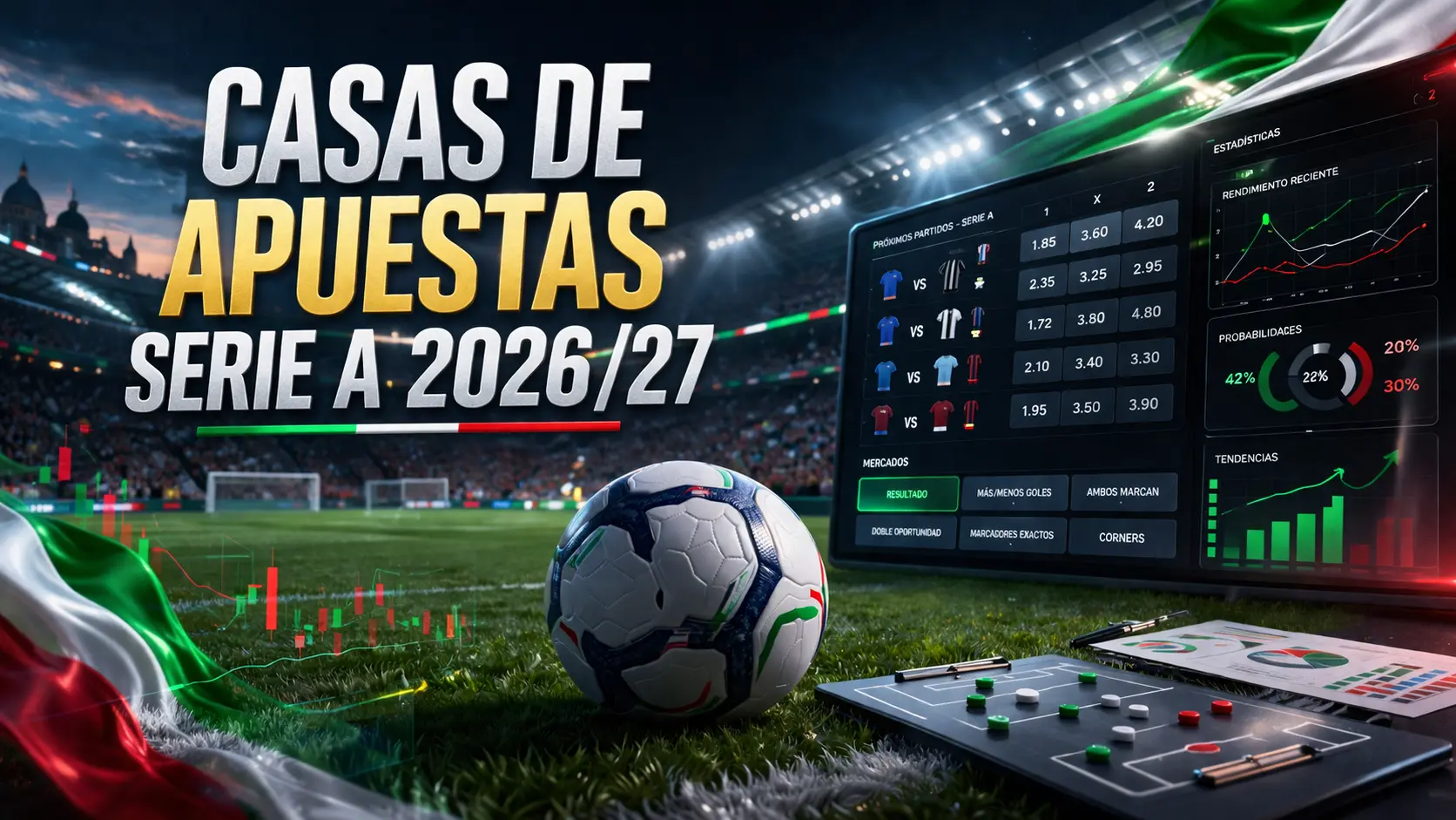 Casas de apuestas deportivas y mercados de fútbol para la Serie A.