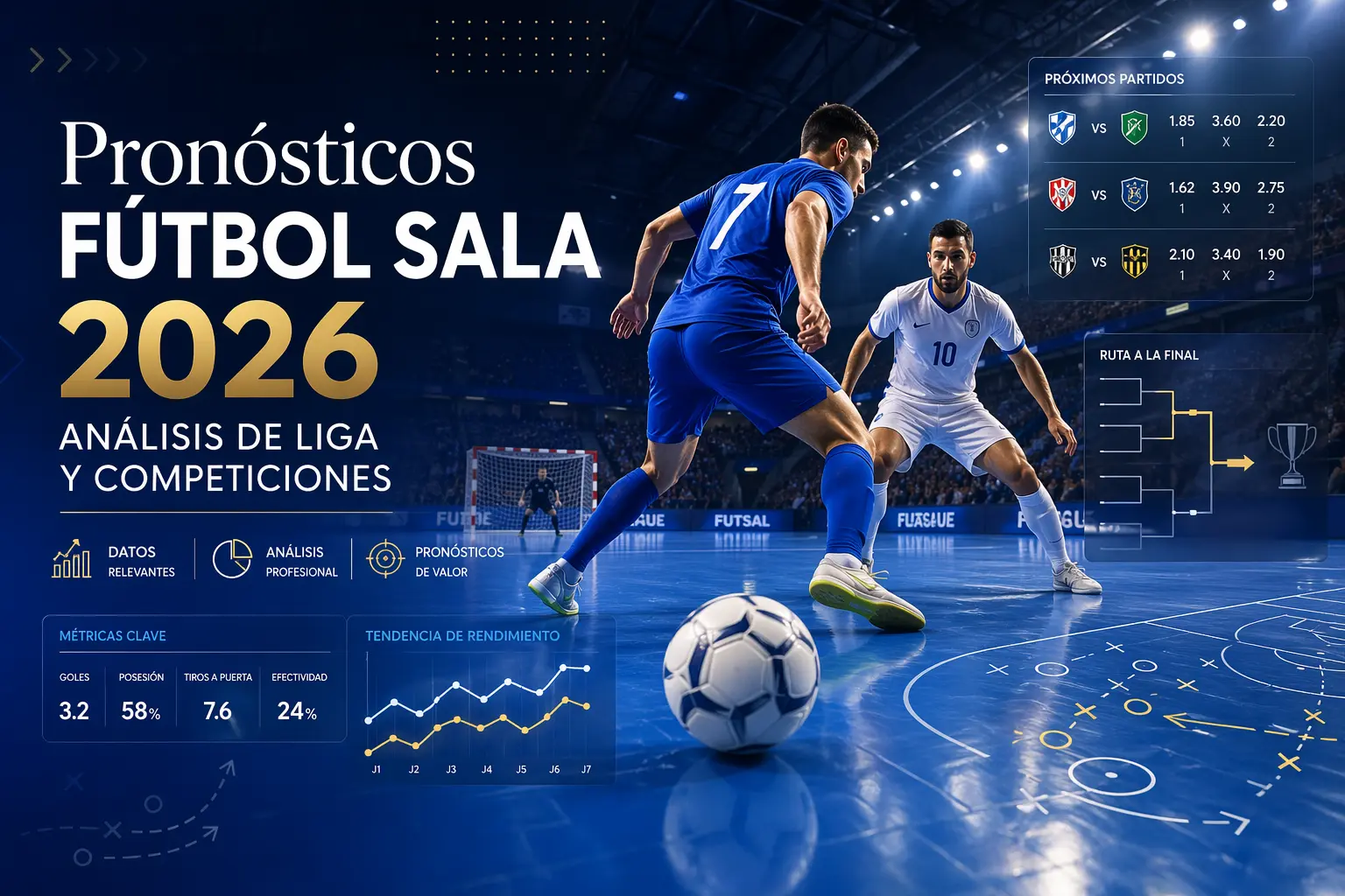 Pronósticos de fútbol sala para 2026: predicciones, análisis estadístico y consejos para apostar en futsal.
